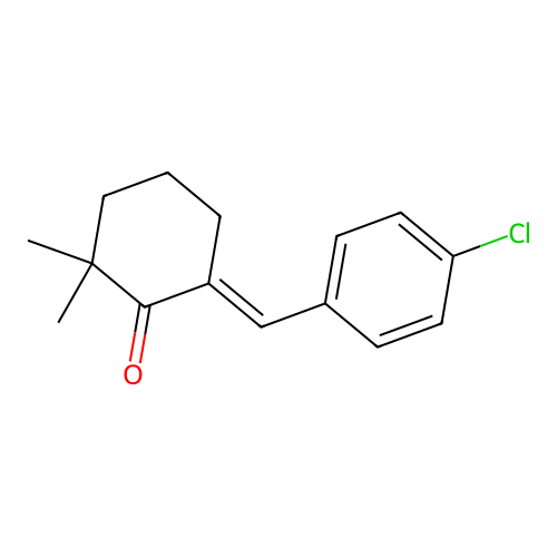 (6E)-6-(4-chlorobenzylidene)-2,2-dimethylcyclohexanone structure