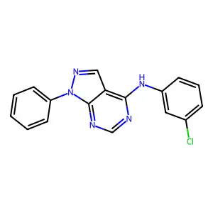 N-(3-chlorophenyl)-1-phenylpyrazolo[3,4-d]pyrimidin-4-amine structure