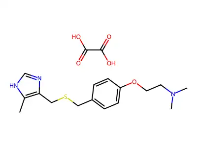 Ethanamine, N,N-dimethyl-2-(4-((((5-methyl-1H-imidazol-4-yl)methyl)thio)methyl)phenoxy)-, ethanedioate (1:2) structure