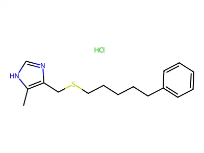 1H-Imidazole, 4-methyl-5-(((5-phenylpentyl)thio)methyl)-, monohydrochloride structure