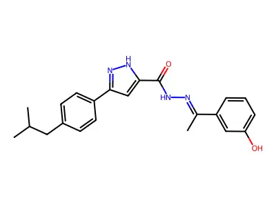 (E)-N'-(1-(3-hydroxyphenyl)ethylidene)-3-(4-isobutylphenyl)-1H-pyrazole-5-carbohydrazide structure