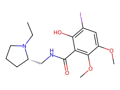 3-碘-N-((1-乙基-2-吡咯烷基)甲基)-5,6-二甲氧基水杨酰胺 structure
