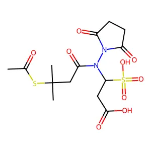 Sulfosuccinimidyl-N-(3-(acetylthio)-3-methylbutyryl)-beta-alanine structure