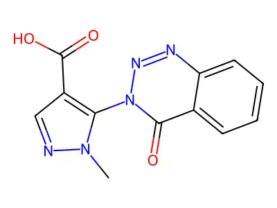 1H-Pyrazole-4-carboxylic acid, 1-methyl-5-(4-oxo-1,2,3-benzotriazin-3(4H)-yl)- structure