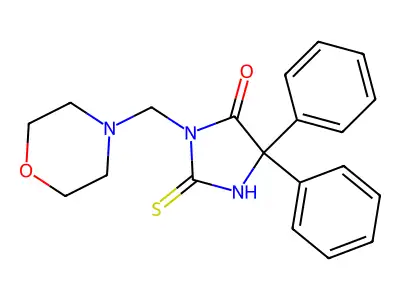 Hydantoin, 5,5-diphenyl-3-(morpholinomethyl)-2-thio- structure