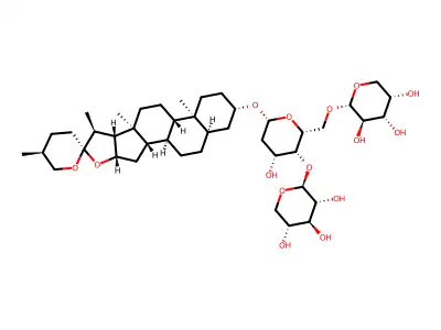 Spirostan-3-yl pentopyranosyl-(1->4)-[pentopyranosyl-(1->6)]hexopyranoside structure