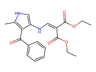 diethyl 2-{[(4-benzoyl-5-methyl-1H-pyrrol-3-yl)amino]methylene}malonate structure