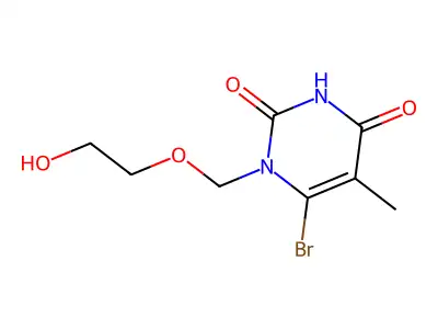 2,4(1H,3H)-Pyrimidinedione, 6-bromo-1-((2-hydroxyethoxy)methyl)-5-methyl- structure