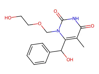 1-((2-Hydroxyethoxy)methyl)-6-(1-hydroxy-1-phenyl-methyl)thymine structure