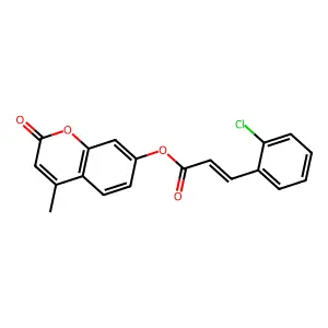 4-methyl-2-oxochromen-7-yl (2E)-3-(2-chlorophenyl)prop-2-enoate structure