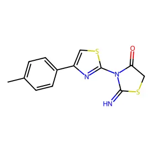 2-Imino-3-[4-(4-methylphenyl)-1,3-thiazol-2-yl]-1,3-thiazolidin-4-one structure