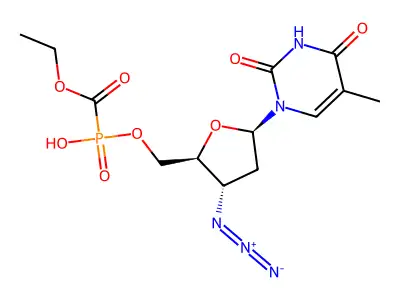 Thymidine, 3'-azido-3'-deoxy-, 5'-(hydrogen (ethoxycarbonyl)phosphonate) structure