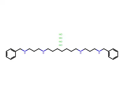 1,7-Heptanediamine, N,N'-bis(3-((phenylmethyl)amino)propyl)-, tetrahydrochloride structure