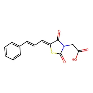 2-[5-((2E)-3-phenylprop-2-enylidene)-2,4-dioxo-1,3-thiazolidin-3-yl]acetic aci d structure