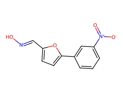 N-[[5-(3-nitrophenyl)furan-2-yl]methylidene]hydroxylamine structure