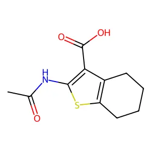 2-Acetamido-4,5,6,7-tetrahydro-1-benzothiophene-3-carboxylic acid structure