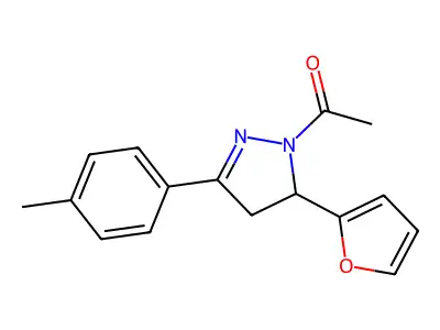 1-(5-(furan-2-yl)-3-(p-tolyl)-4,5-dihydro-1H-pyrazol-1-yl)ethanone structure