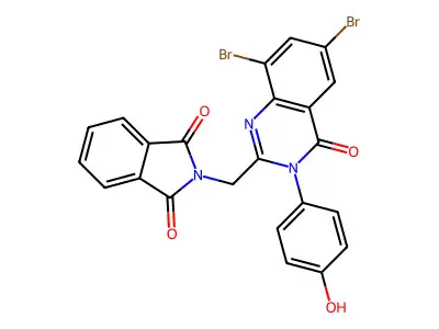 1H-Isoindole-1,3(2H)-dione, 2-((6,8-dibromo-3,4-dihydro-3-(4-hydroxy-3-(4-hydroxyphenyl)-4-oxo-2-quinazolinyl)methyl)- structure