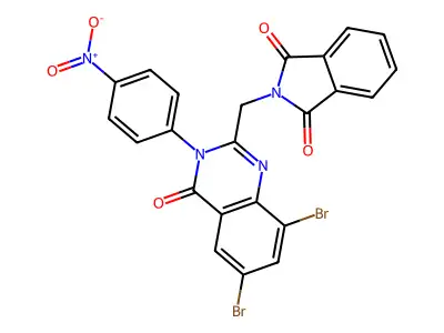 1H-Isoindole-1,3(2H)-dione, 2-((6,8-dibromo-3,4-dihydro-3-(4-nitrophenyl)-4-oxo-2-quinazolinyl)methyl)- structure