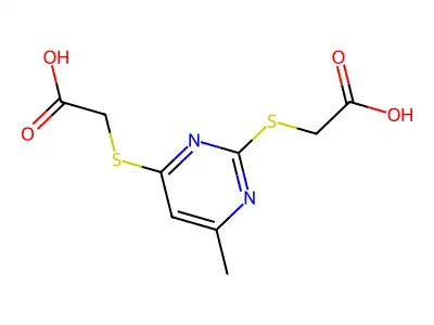 2-[2-(Carboxymethylsulfanyl)-6-methylpyrimidin-4-yl]sulfanylacetic acid structure
