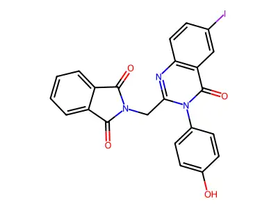 1H-Isoindole-1,3(2H)-dione, 2-((3,4-dihydro-3-(4-hydroxyphenyl)-6-iodo-4-oxo-2-quinazolinyl)methyl)- structure