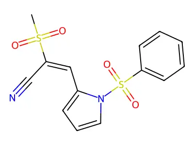 (E)-3-[1-(benzenesulfonyl)pyrrol-2-yl]-2-methylsulfonylprop-2-enenitrile structure