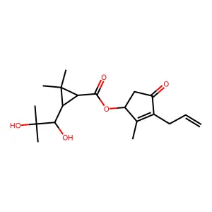 Cyclopropanecarboxylic acid, 3-(1,2-dihydroxy-2-methylpropyl)-2,2-dimethyl-, 2-methyl-4-oxo-3-(2-propenyl)-2-cyclopenten-1-yl ester, (1R-(1alpha(S*),3beta(S*)))- structure