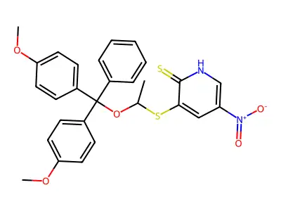4,4'-dimethoxytrityloxy-S-(2-thio-5-nitropyridyl)-2-mercaptoethane structure