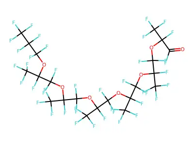 Perfluoro-2,5,8,11,14,17-hexamethyl-3,6,9,12,15,18-hexaoxaheneicosanoyl fluoride structure