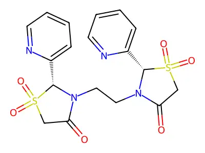 4-Thiazolidinone, 3,3'-(1,2-ethanediyl)bis(2-(2-pyridinyl)-, 1,1,1',1'-tetroxide, (R*,S*)- structure