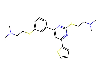 4-Thienyl-2-SEtNMe2-6(3-(SEtNMe2)Ph)Pyr structure