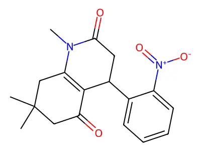 1,7,7-Trimethyl-4-(2-nitrophenyl)-3,4,6,8-tetrahydroquinoline-2,5-dione structure