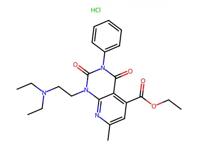 Pyrido(2,3-d)pyrimidine-5-carboxylic acid, 1,2,3,4-tetrahydro-1-(2-(diethylamino)ethyl)-2,4-dioxo-7-methyl-3-phenyl-, ethyl ester, monohydrochloride structure