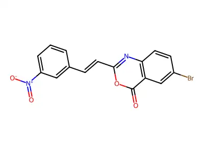 6-bromo-2-[(E)-2-(3-nitrophenyl)ethenyl]-4H-3,1-benzoxazin-4-one structure