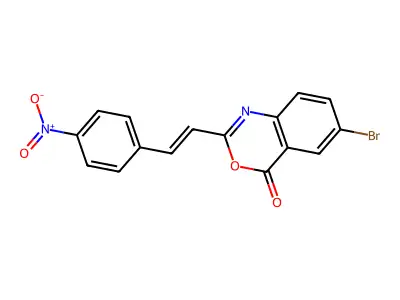 6-bromo-2-[(E)-2-(4-nitrophenyl)ethenyl]-3,1-benzoxazin-4-one structure