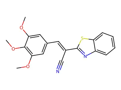 (2E)-2-(1,3-benzothiazol-2-yl)-3-(3,4,5-trimethoxyphenyl)prop-2-enenitrile structure