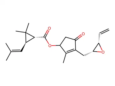 Cyclopropanecarboxylic acid, 2,2-dimethyl-3-(2-methyl-1-propenyl)-, 3-((3-ethenyloxiranyl)methyl)-2-methyl-4-oxo-2-cyclopenten-1-yl ester, (2R-(2alpha(S*(1R*,3R*)),3alpha))- structure