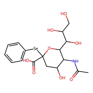 (Phenyl 5-acetamido-3,5-dideoxy-2-selenononulopyranosid)onic acid structure
