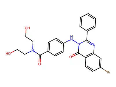 Benzamide, 4-((7-bromo-4-oxo-2-phenyl-3(4H)-quinazolinyl)amino)-N,N-bis(2-hydroxyethyl)- structure