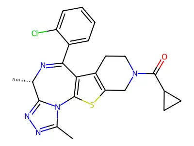(S)-(6-(2-chlorophenyl)-1,4-dimethyl-7,10-dihydro-4H-pyrido[4',3':4,5]thieno[3,2-f][1,2,4]triazolo[4,3-a][1,4]diazepin-9(8H)-yl)(cyclopropyl)methanone structure