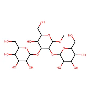 methyl 2-O-galactopyranosyl-3-O-glucopyranosylglucopyranoside structure