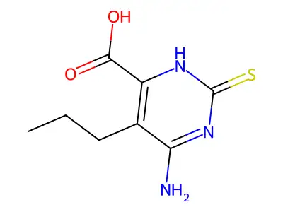 6-amino-5-propyl-2-sulfanylidene-3H-pyrimidine-4-carboxylic acid structure