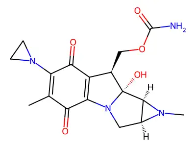 Azirino(2',3':3,4)pyrrolo(1,2-a)indole-4,7-dione, 1,1a,2,8,8a,8b-hexahydro-6-(1-aziridinyl)-1,5-dimethyl-8a-hydroxy-8-(hydroxymethyl)-, 8-carbamate structure