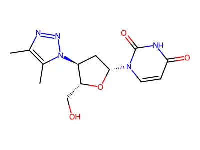 Uridine, 2',3'-dideoxy-3'-(4,5-dimethyl-1H-1,2,3-triazol-1-yl)- structure