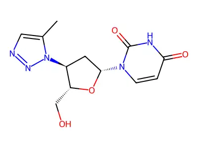 Uridine, 2',3'-dideoxy-3'-(5-methyl-1H-1,2,3-triazol-1-yl)- structure