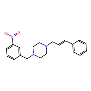 1-[(3-nitrophenyl)methyl]-4-[(E)-3-phenylprop-2-enyl]piperazine structure