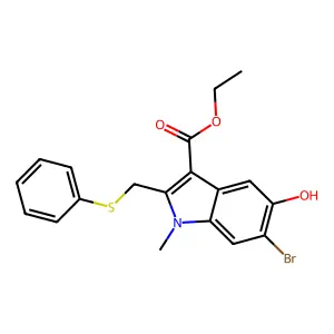 Ethyl 6-bromo-5-hydroxy-1-methyl-2-(phenylsulfanylmethyl)indole-3-carboxylate structure