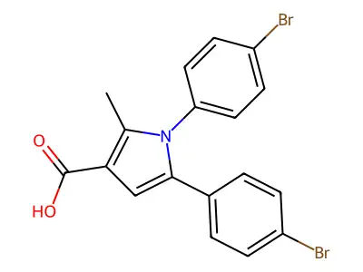 1,5-bis(4-bromophenyl)-2-methyl-1H-pyrrole-3-carboxylic acid structure