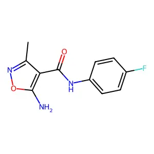 5-amino-N-(4-fluorophenyl)-3-methyl-1,2-oxazole-4-carboxamide structure