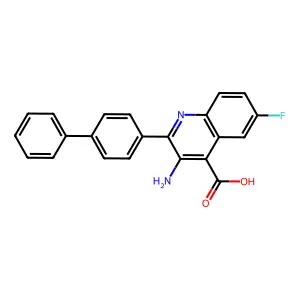 3-Amino-2-(1,1'-biphenyl)-4-yl-6-fluoro-4-quinolinecarboxylic acid structure
